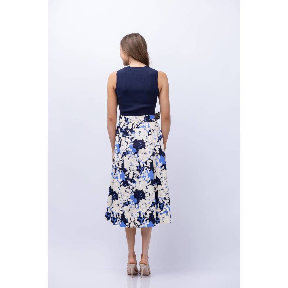 NEW TANYA TAYLOR women's devon midi dress in maritime blue/azure multi - Picture 3 of 3